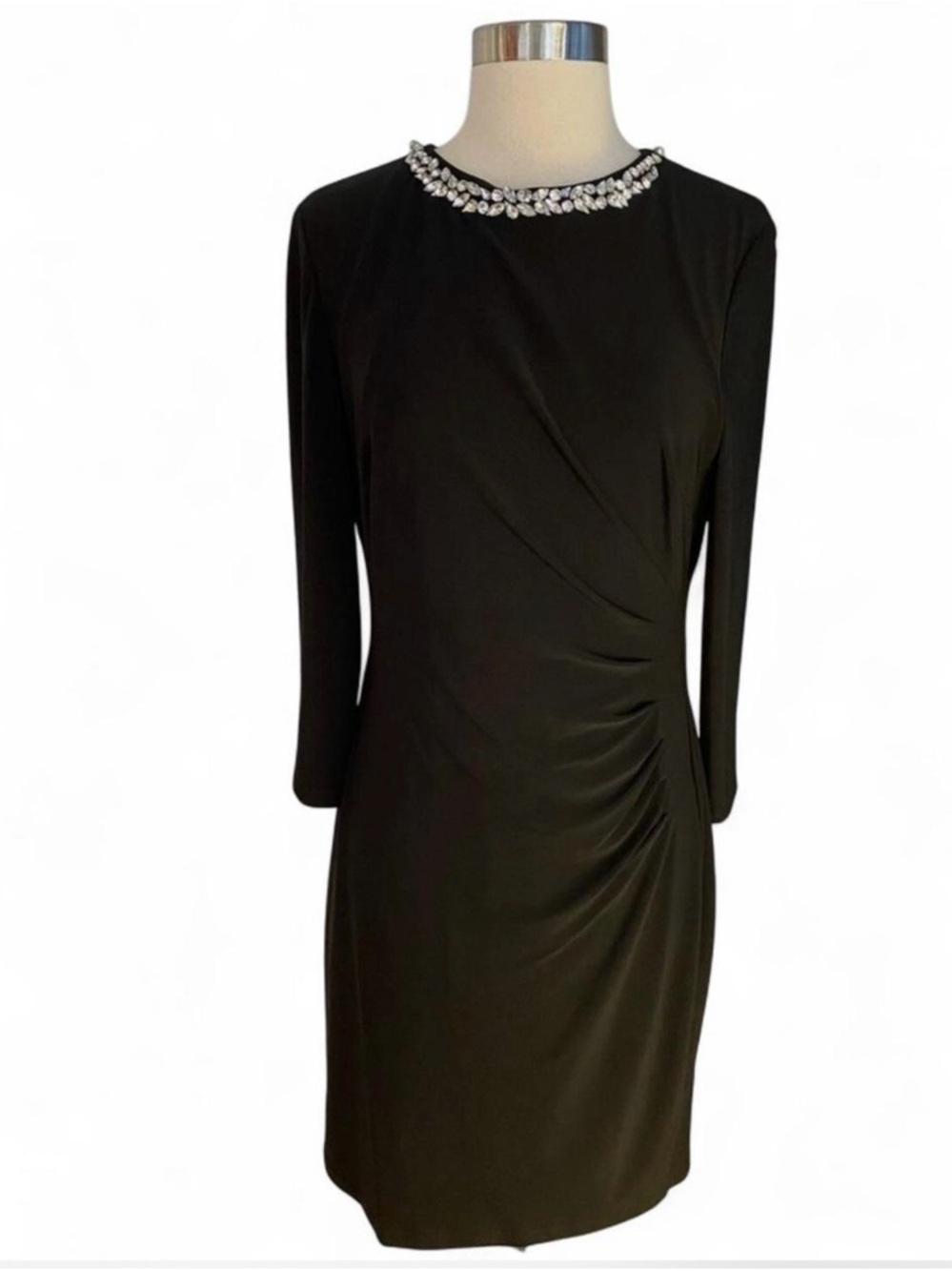 Lauren by Ralph Lauren Cocktail Sheath Dress with Rhinestone Embellished Neck - Picture 3 of 14